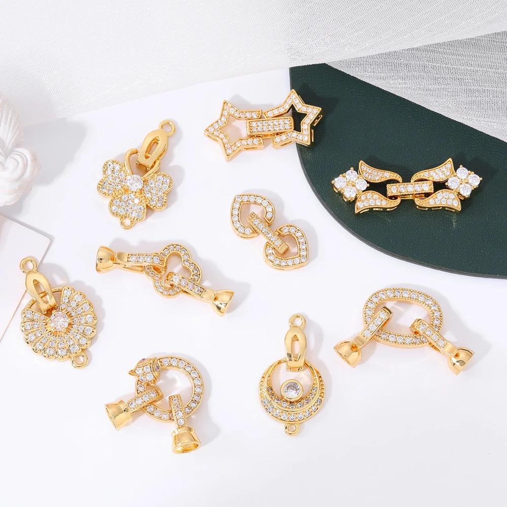 Juya 18 Karat vergoldete dekorative Befestigungs elemente Verbindungs schlösser Perlen Verschlüsse Zubehör für DIY Handarbeit Perlen Schmuck herstellung – Detail 4