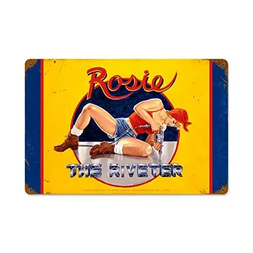 Retro Vintage Metal Plaque Sign WWII The Pin Up Girl Tin Sign for Home Bar Kitchen Pub Wall Decor Signs 12x8inch
