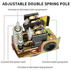 Pessure Switch for Well Pump, 40-60Psi Water Pressure Switch Adjustable Differential, 1/4 Inch Female NPT Water Pressure