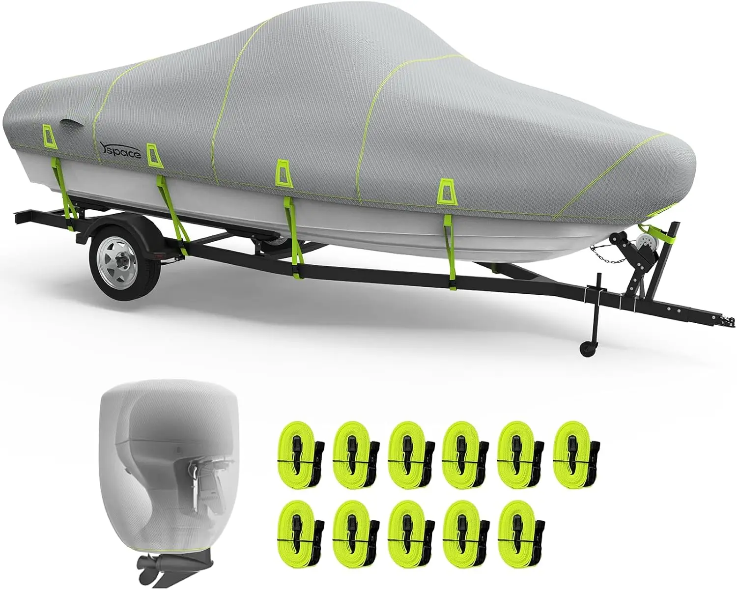 

Boat Cover 20-22ft, Heavy Duty 1200D Waterproof, Trailerable with Reflective Strips & Storage Bag, Fits V-Hull, Fish & Ski, Runabout, Bass Boat, Up to 102" Wide