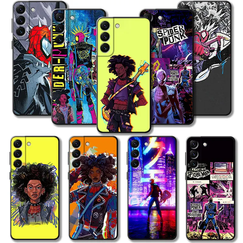 Phone Case For Samsung Galaxy S24 S23 S22 S21 S20 FE Ultra S10 Plus Note 20Ultra 10Plus Marvel Spider Punk Hobie Brown Cover