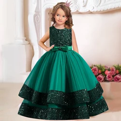 New Princess Flower Girls1st communion dress Wedding Gown children's gauze lace birthday party dinner ball big butterfly dress