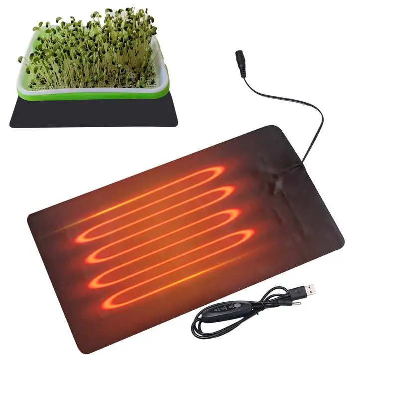 Seedling Heat Mat USB Waterproof PVC Leather Plant Heating Pad Durable Germination Station Heat Mat for Gardening Seed Starter
