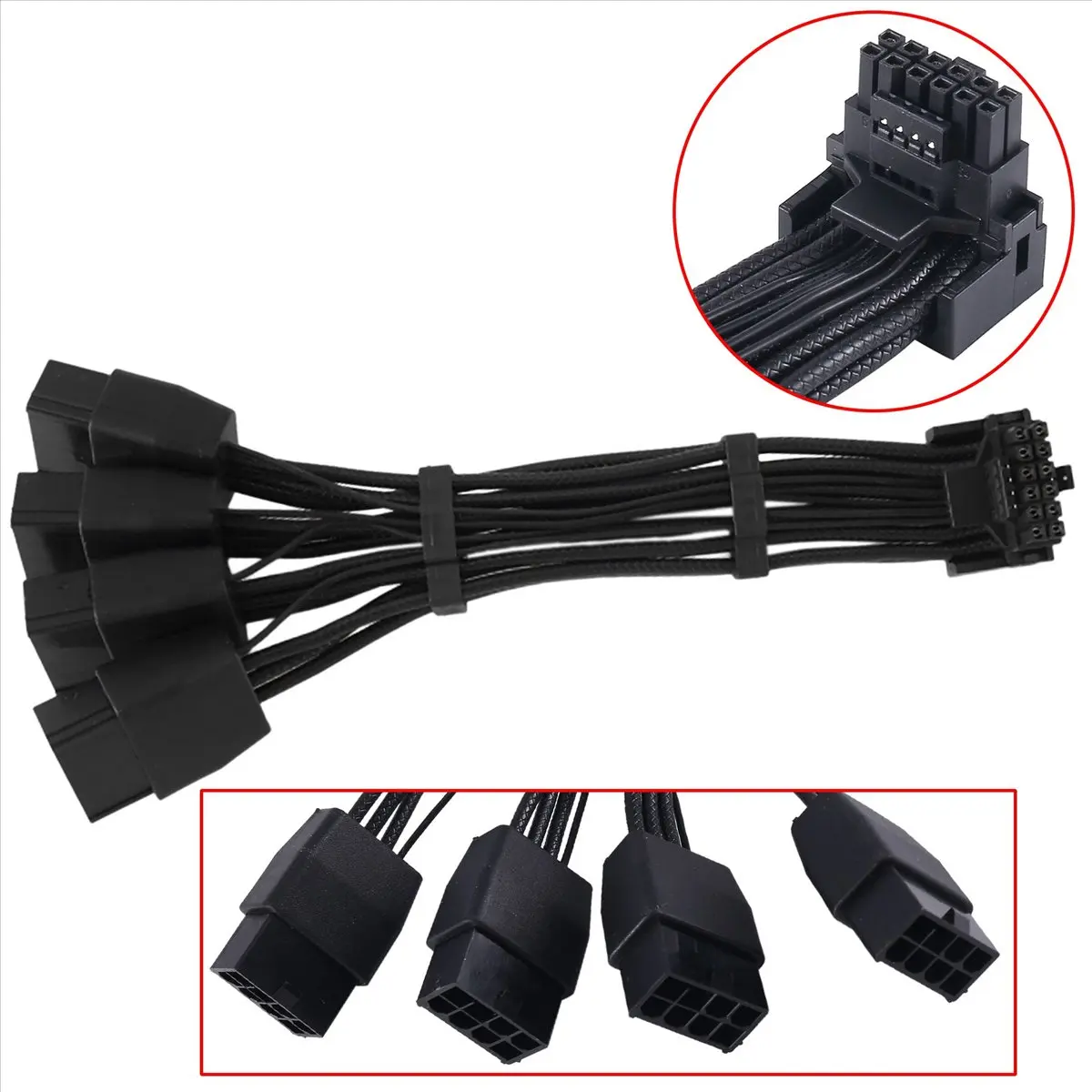 A64K GPU RTX4090 RTX4080 Series 16AWG 4X8Pin PCI-E to 16Pin (12+4) PCI-E 5.0 12VHPWR Connector 90-Degree Elbow