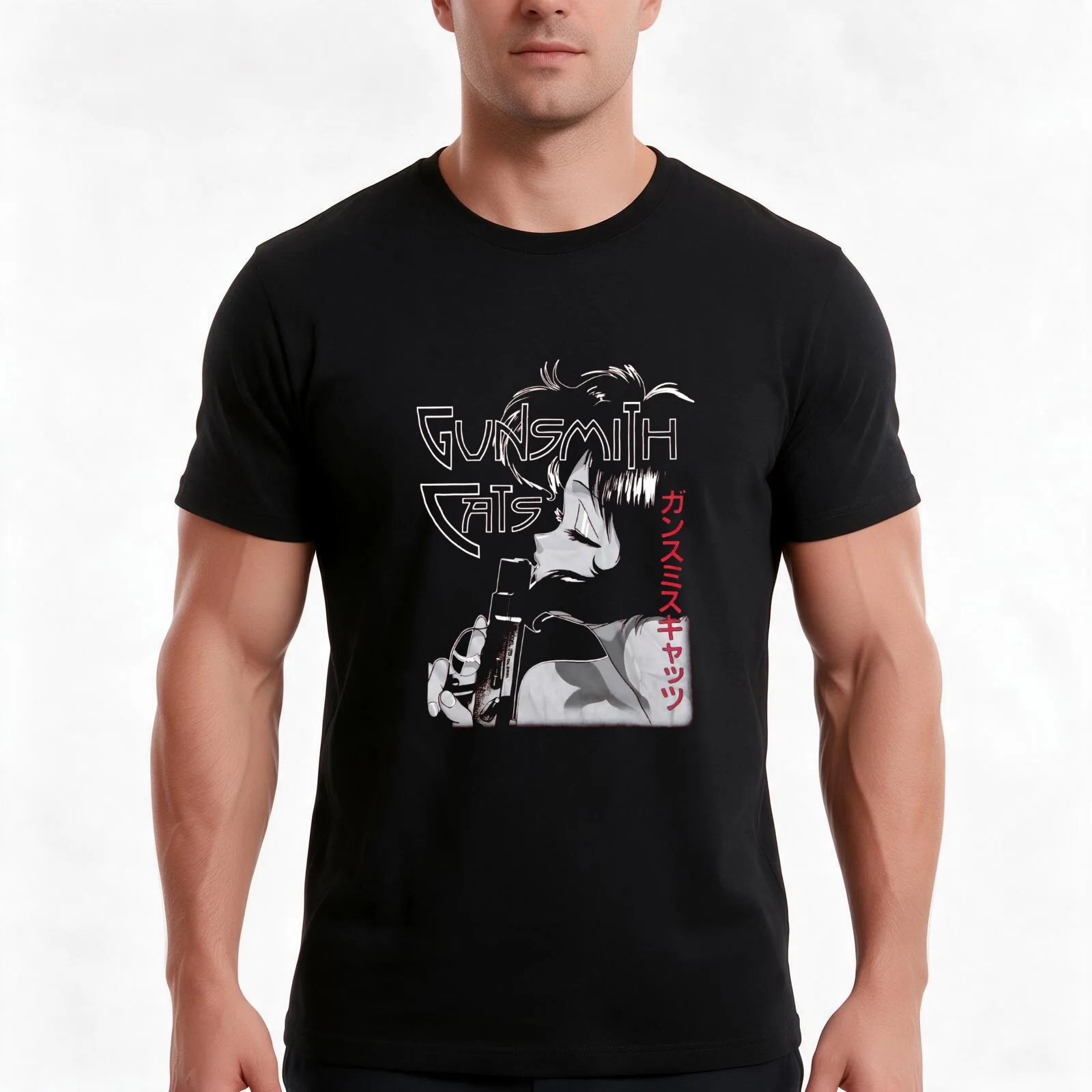 JP Vintage Gunsmith Cats #$ T-Shirt, Summer Casual Cotton Tee, Oversized Streetwear Tops, Vintage Graphic Print, 100% Cotton