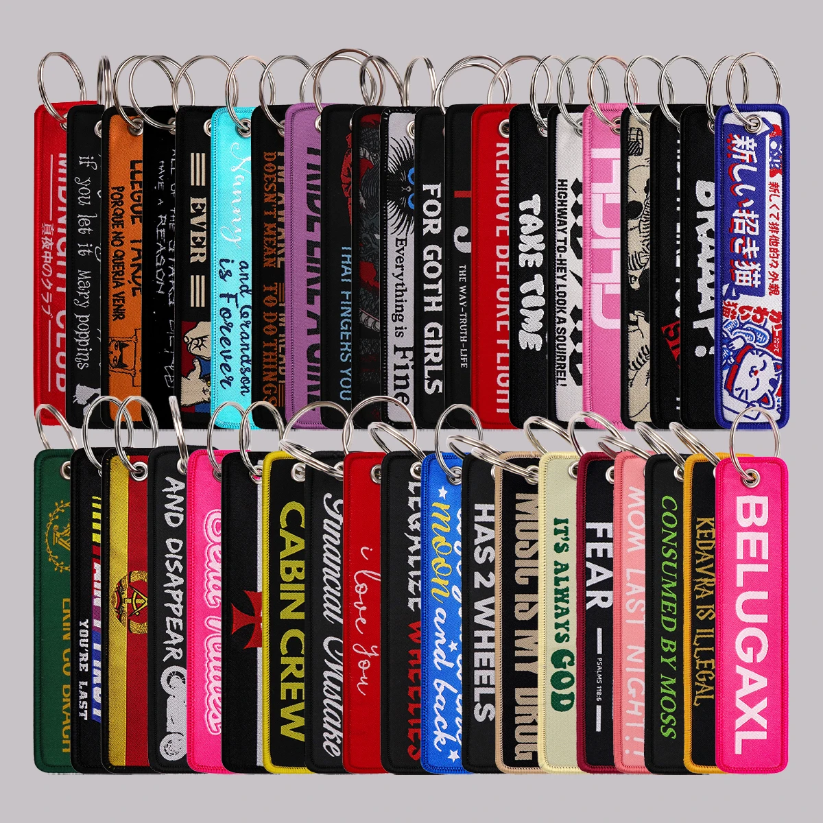 Funny Quotes Serise Embroidery Key Fobs Keychain for Motorcycles Car Key Ring Holder Key Tags Chaveiro Jewelry Accessories Gifts