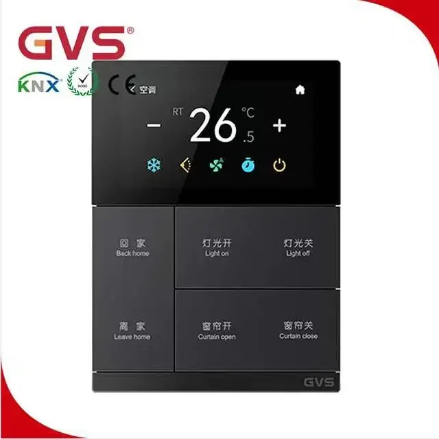 Guangzhou Manufacturer EIB K-bus KNX Smart Home Villa Hotel Automation System KNX Temperature Panel Thermostat Panel GVS KNX