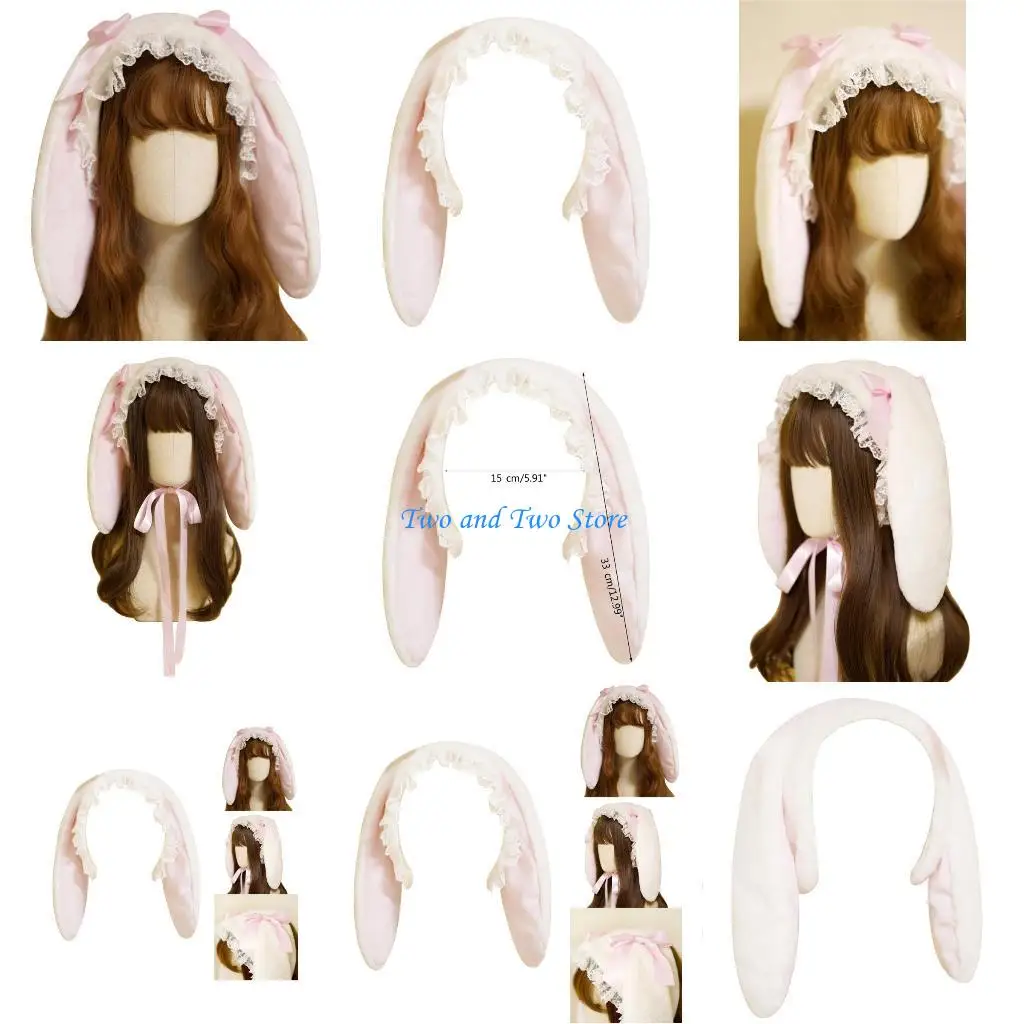 

HX6F BunnyEar Plush Hairhoop Girls Animation Party Props Cosplay Costume Headpiece