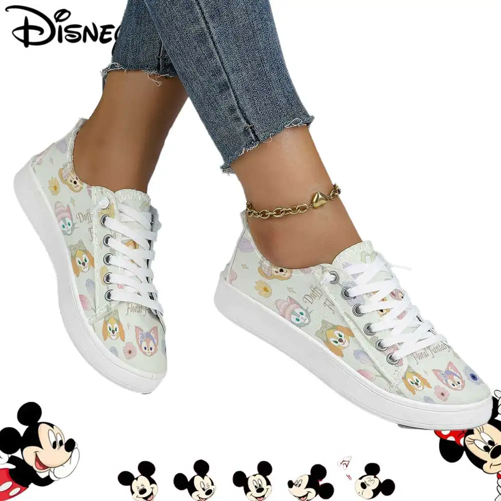 

Официально лицензированные кеды Disney Duffy & Friends с низким верхом из холщовой ткани – с цветочным принтом, дышащие, с мягким верхом, повседневная обувь.