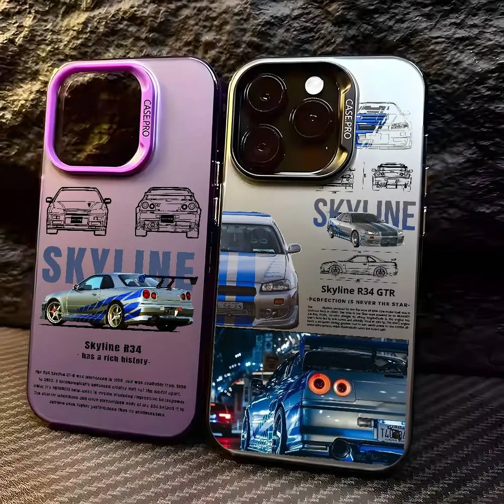 F-Fast y F-Furious R-R34 Funda de teléfono para IPhone 17 17Air 16 16E 15 14 Plus 13 12 11 Pro Max Funda a prueba de golpes Funda
