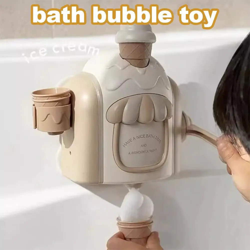 Kids Bubble Foam Machine - Car Bath Toys with Powerful Suction, Toddler Ice Cream Maker for Sensory Play Delicate Supplies