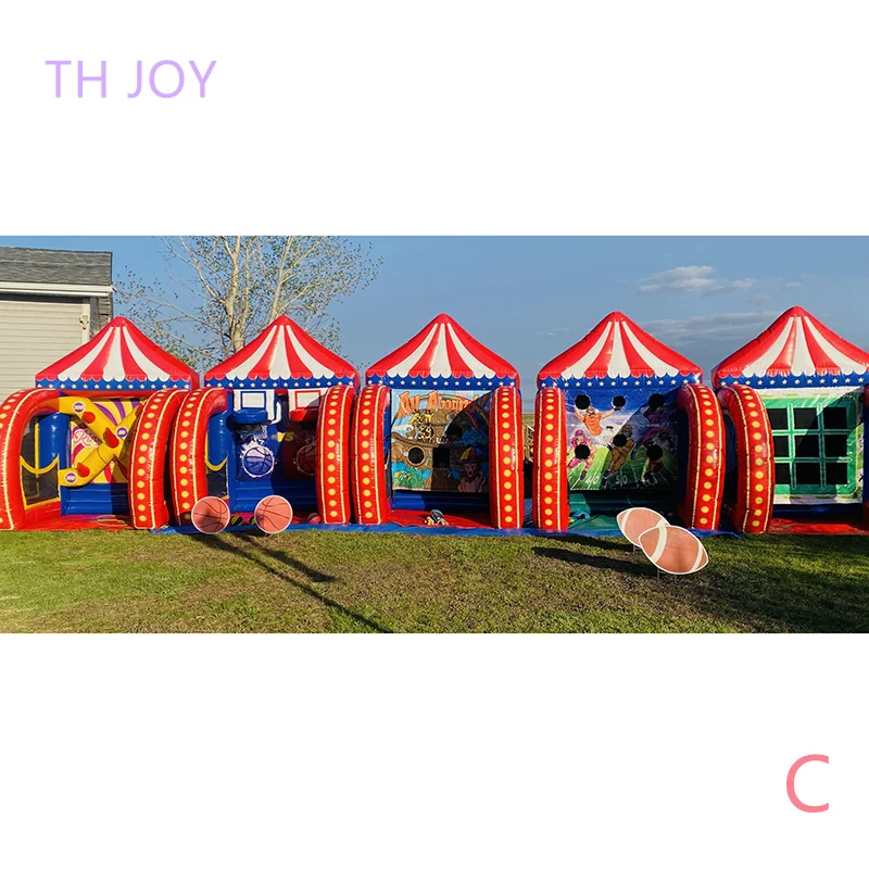 4 in 1 inflatable carnival games,2024 newest carnival games soccer dart knock down bundle for party