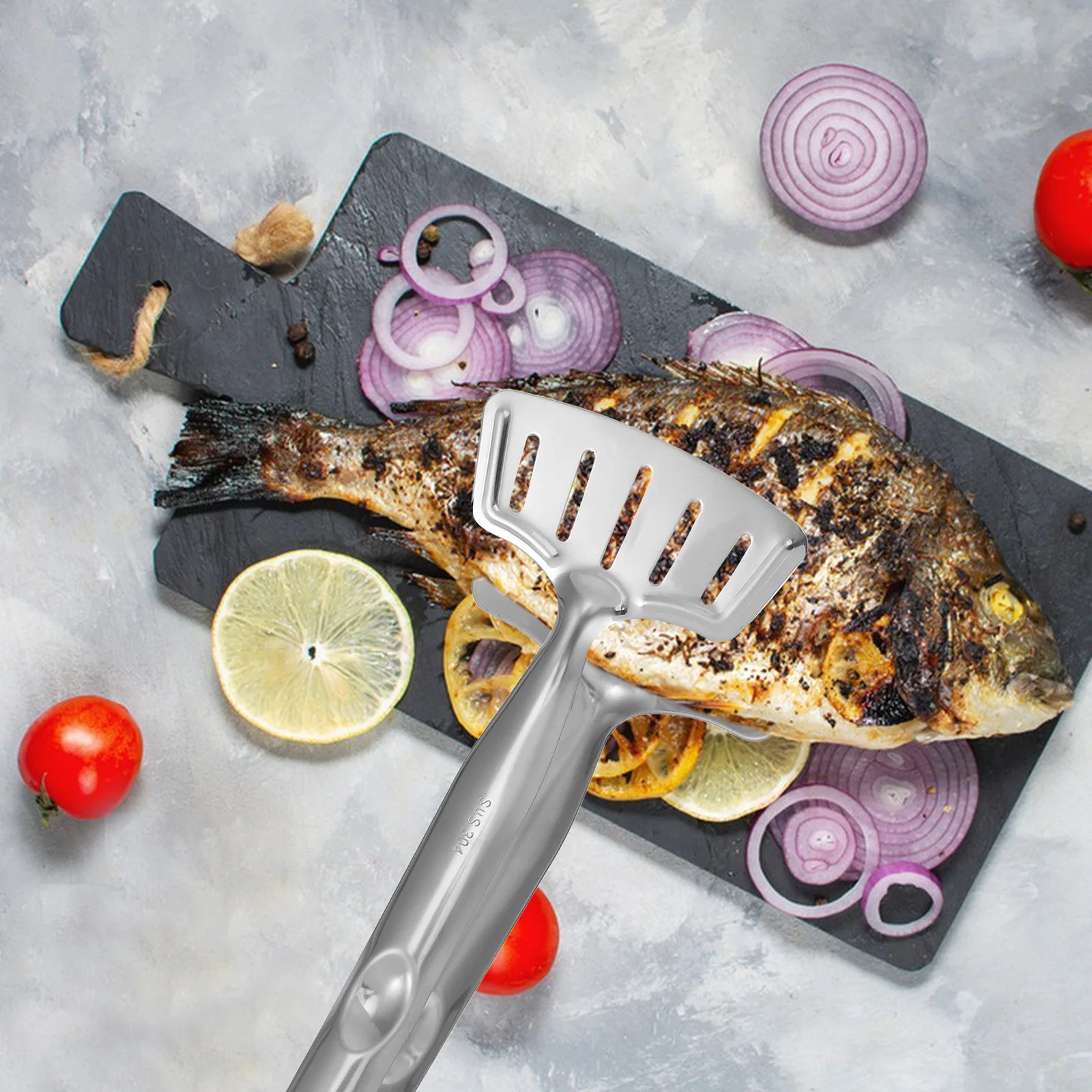 

304 Stainless Steel Fish Grips Egg Spatula Flipper Turner Kitchen Tool Pancake Shovel Bread Tongs Cooking Utensil