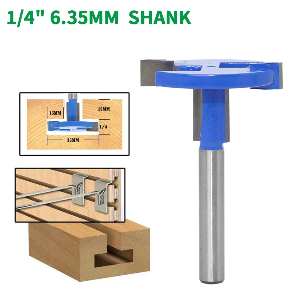 木彫り用シャンクフライス、Tフライス盤スロットカッター、ルータービット、木工工具、1/4インチ、6.35mm、1個