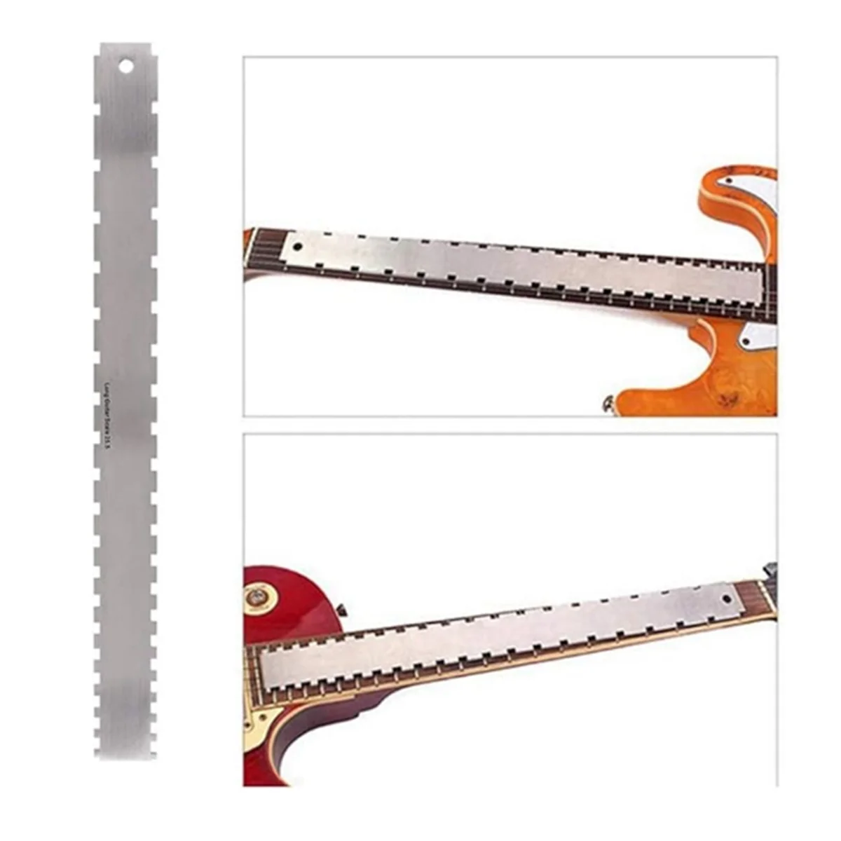 Guitarra bajo cuello con muescas borde recto traste balancín cuerda acción regla Luthier herramienta Set-AA85