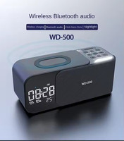 Dual alarm clock home Bluetooth speaker with night light Bluetooth subwoofer temperature display 15W wireless charging FM/TF/AUX