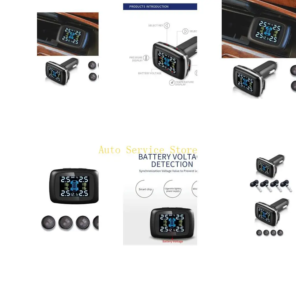 

462A Автомобильный прикуриватель, беспроводной TPMS, монитор давления в шинах с 4 внешними/внутренними датчиками, отображение в