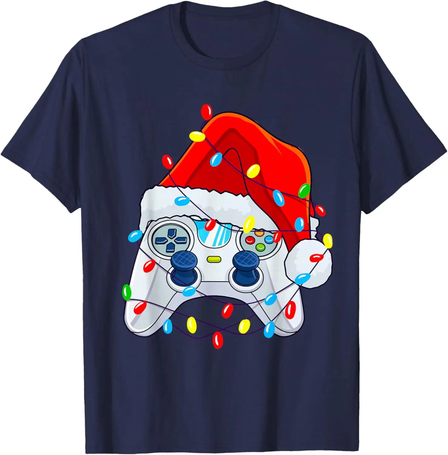 Video Game Controller Christmas Santa Hat Gamer Boys New Year Xmas gift Novelty Cool graphic tshirts Regular short sleeve Adult