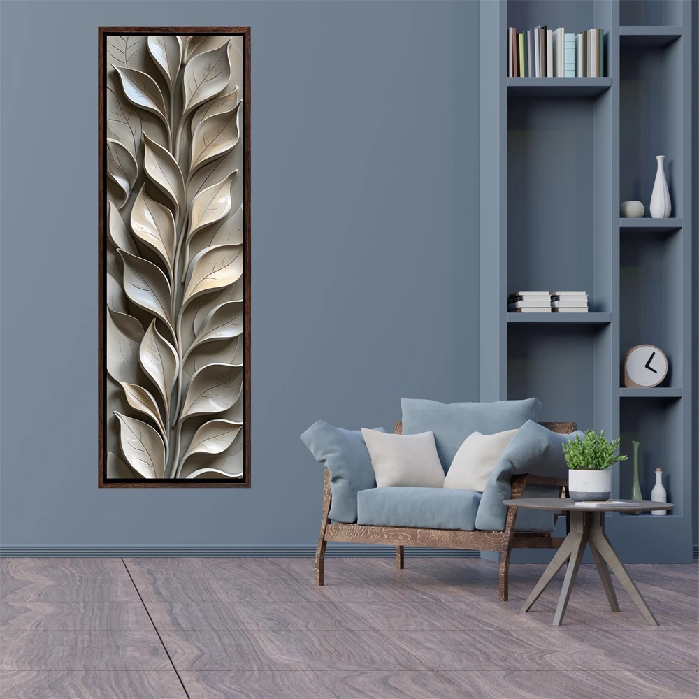 Long Narrow Canvas Painting Wall Art Vertical Nature Print Tall Modern Sun Tree Mountain Wall Decor Hallway Entryway Print