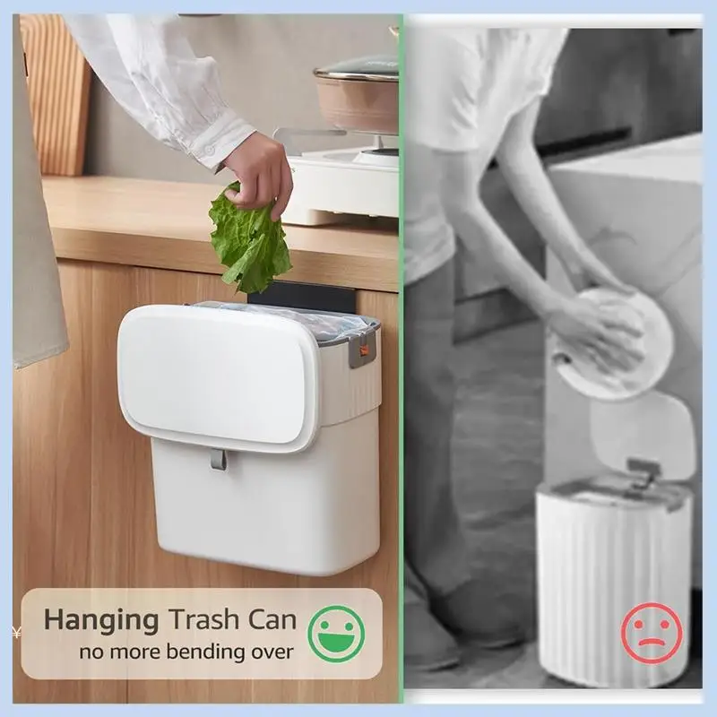 

AS63 Контейнер для пищевых отходов с крышкой, 2,3 галлона, удобный, прочный, над дверцей шкафа, автофургоном