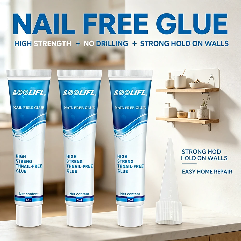 No More Nails Glue Super Strong Punch-Free Wall Adhesive Waterproof Multipurpose Mounting Glue for Kitchen Bathroom Accessories
