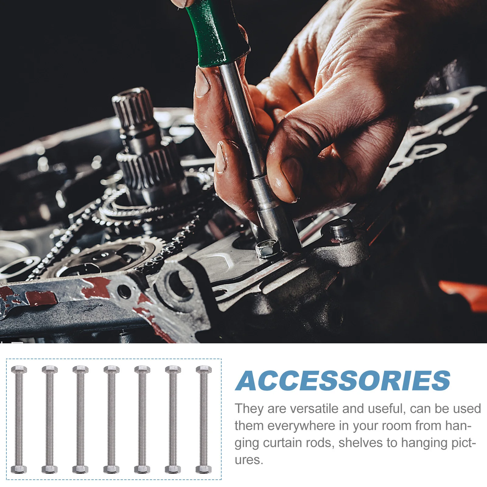 

10Sets Heavy Duty Hex Head Bolts Nuts Screws Anti Rust High Temperature Resistant Reliable Fastener Kit for Furniture