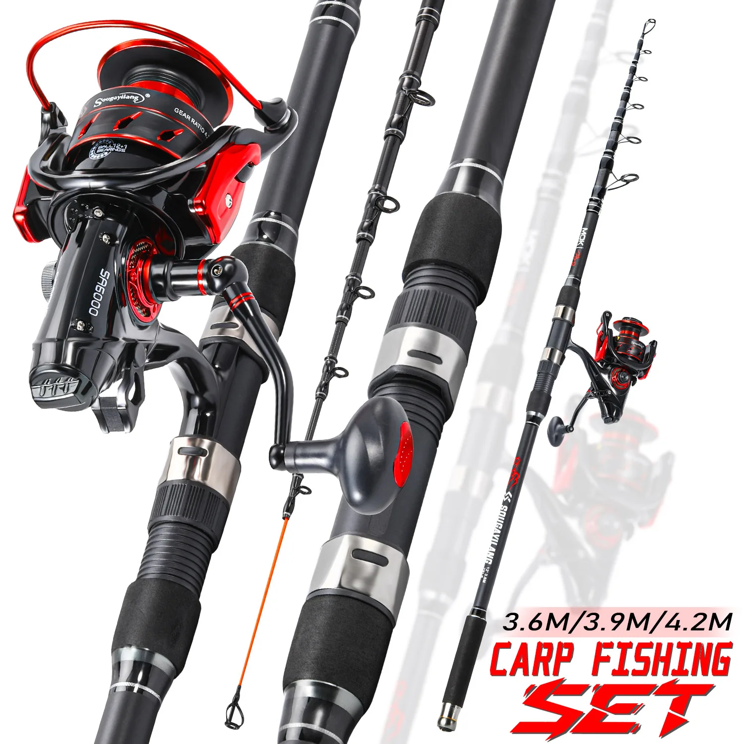 

Удочка телескопическая Sougayilang с катушкой, карбон 30T, максимальное сопротивление 15 кг, портативный рыболовный набор для соленой и пресной воды