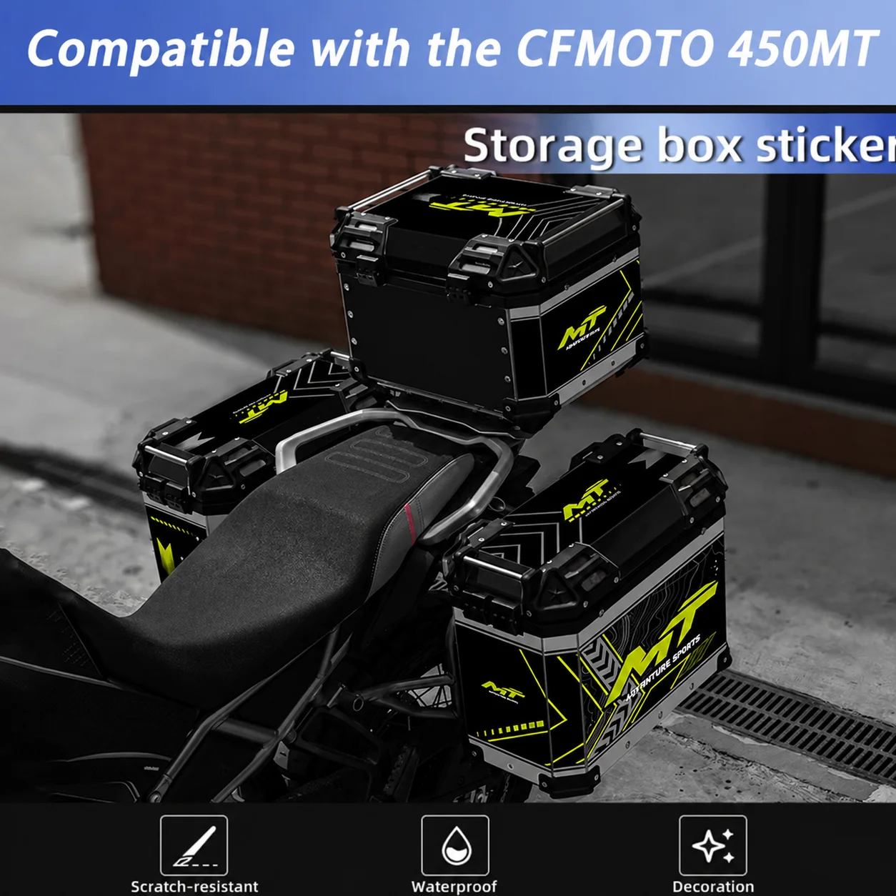 Compatible with 2024-2026 CFMOTO 450MT Motorcycle Side Top Case Sticker Waterproof Luggage Box Decor Decal Cover Protective Film