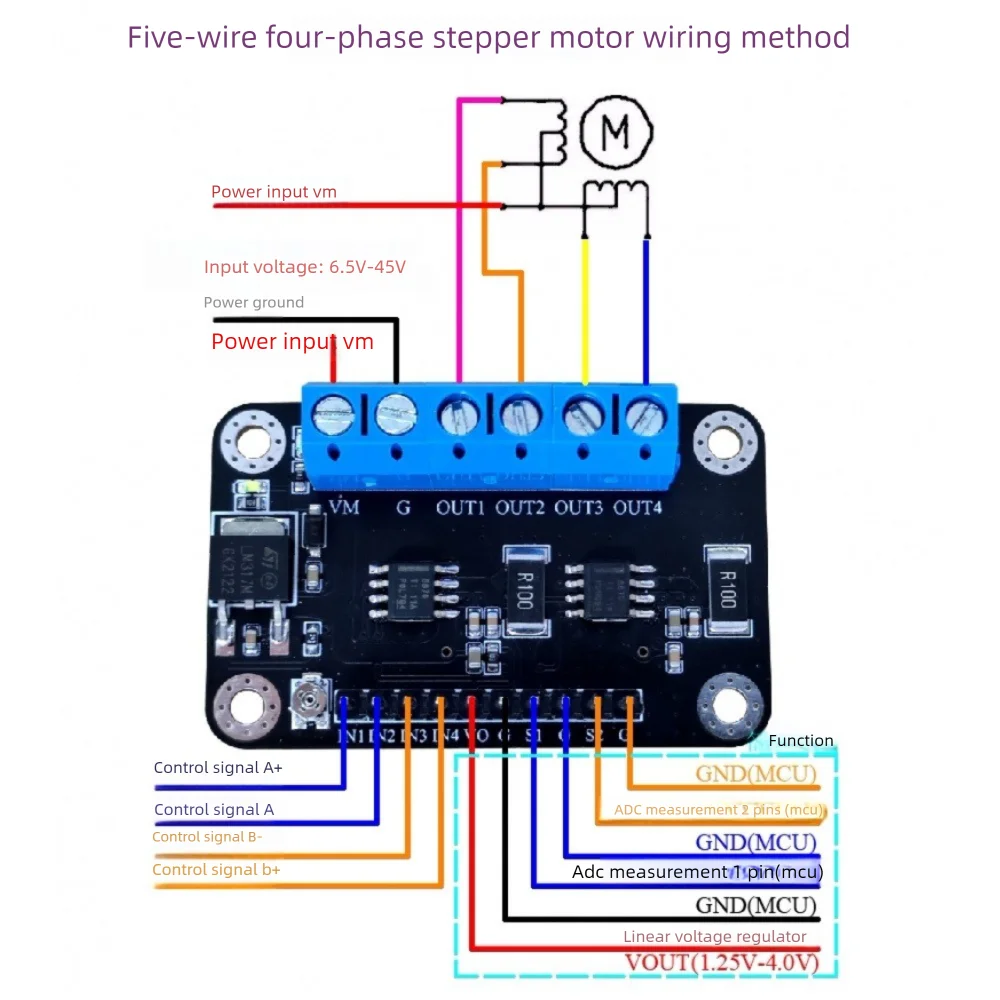 Drv8870 módulo de acionamento de motor de canal duplo de alta potência driver dc 6.5v-45v pwm placa de regulação de velocidade com proteção contra sobrecorrente