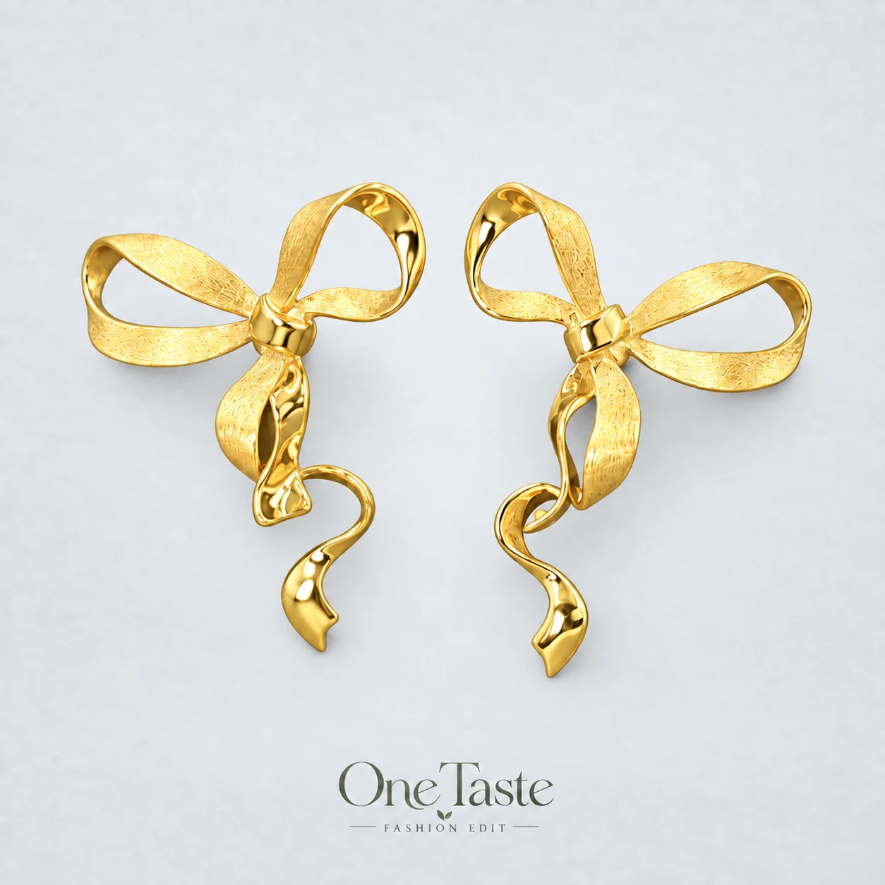 Gold Plated Big Dainty Bow Stud Earrings Women Fashion Jewelry Designer Trendy Cute Bowknot Statement Earrings 925 Silver Post