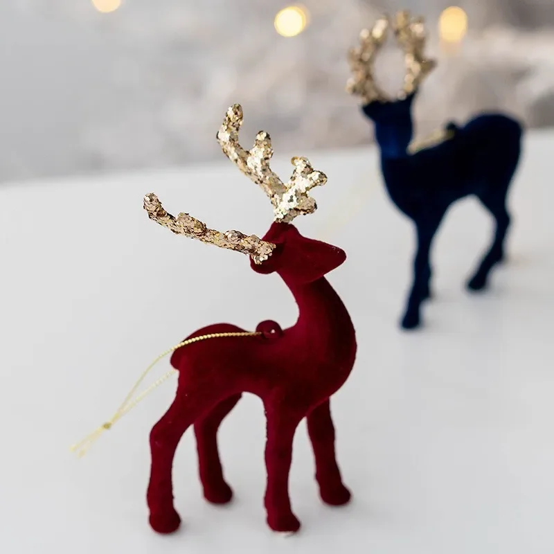 Christmas Sequined Elk Pendants Xmas Tree Hanging Ornaments Noel Deer Navidad Merry Christmas Decor Natal Happy New Year 2025