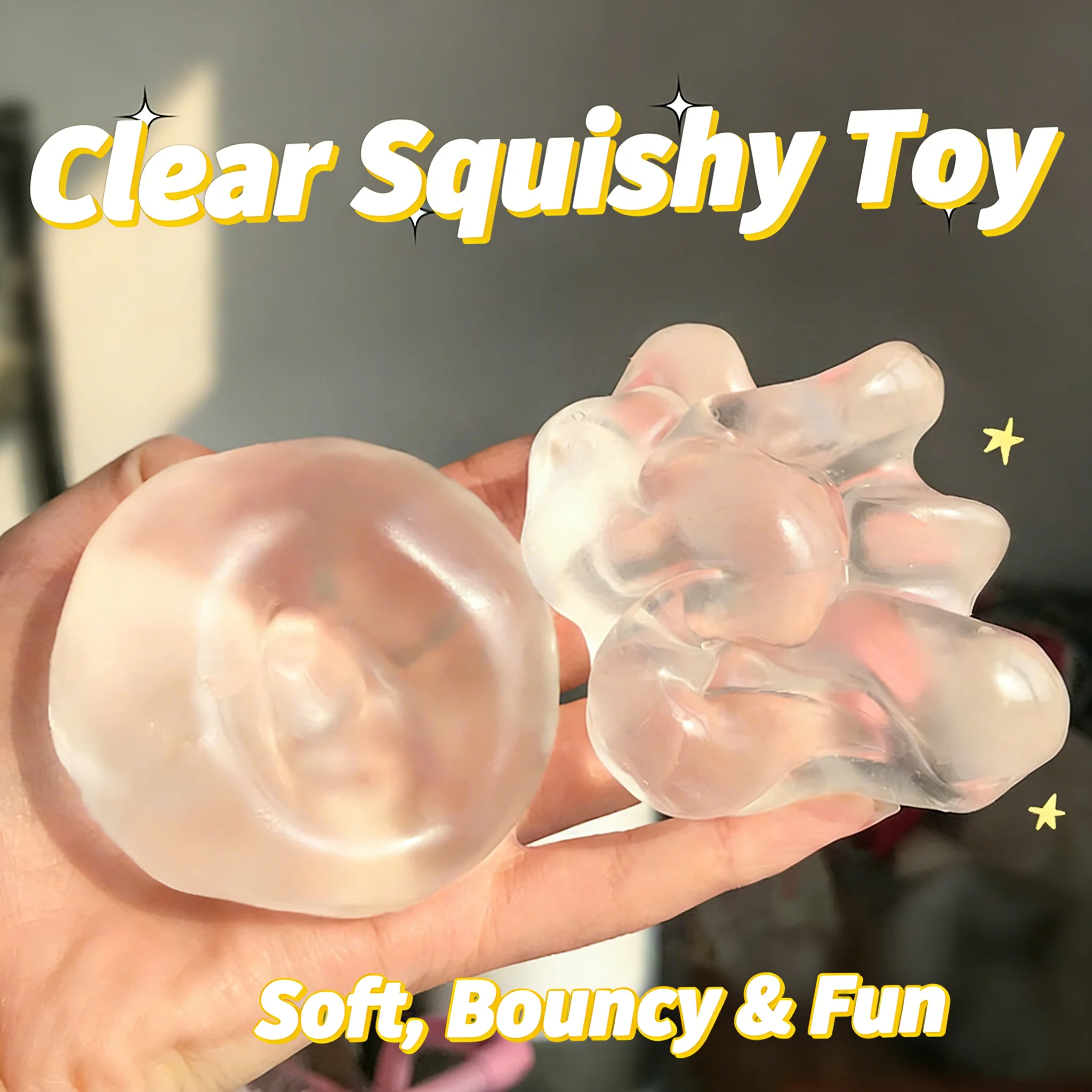 Ultraklarer Kokosnussöl-Squishy-Ball aus TPR, formbar, weiches Fidget-Spielzeug, langsam zurückfedernd, Stressabbau, ASMR, Dekompression, Desktop-Spielzeug