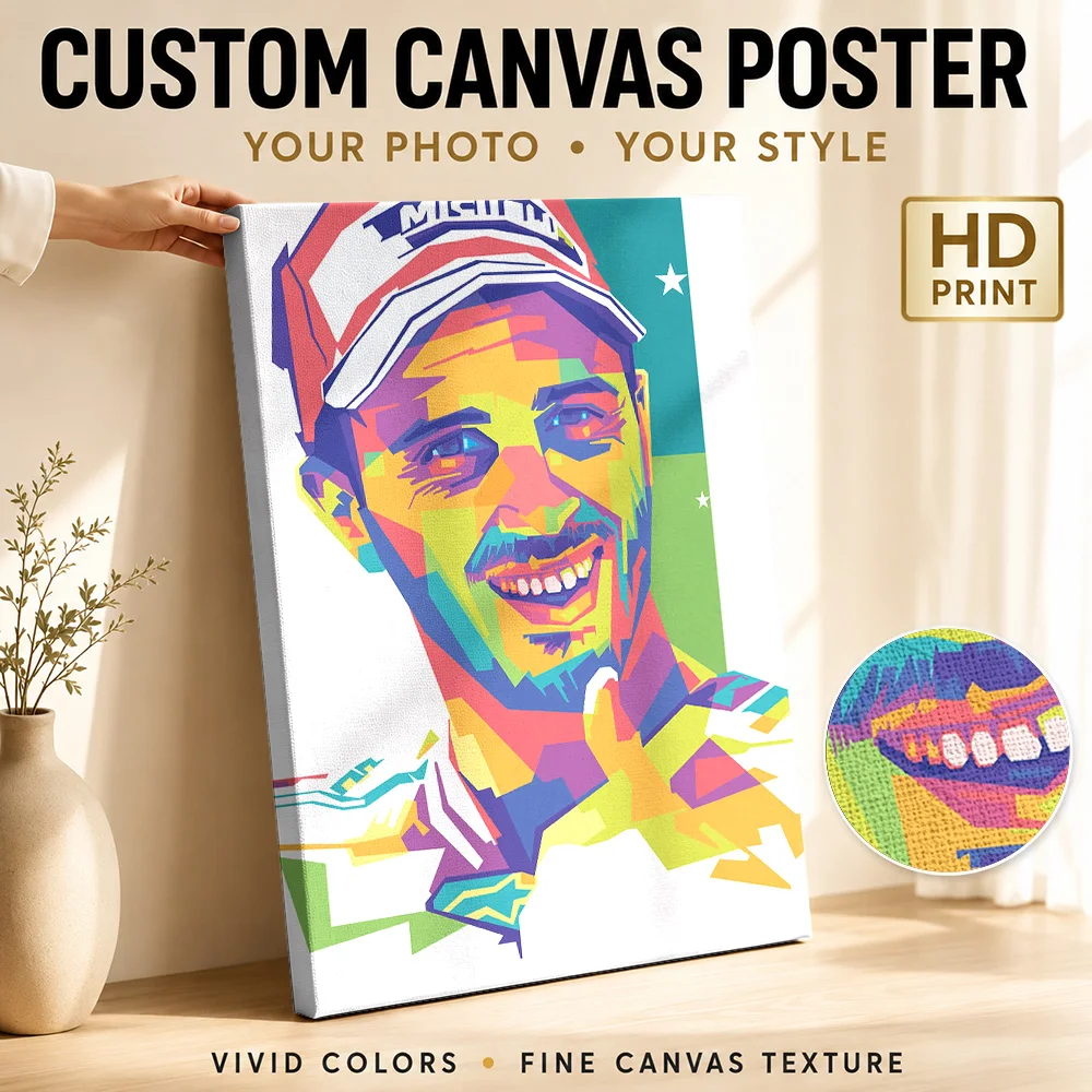 Andrea Dovizioso Tribute Framed Canvas Poster WPAP Style Canvas Wall Art With Personalized Photo For Garage Ideal Collector Gift