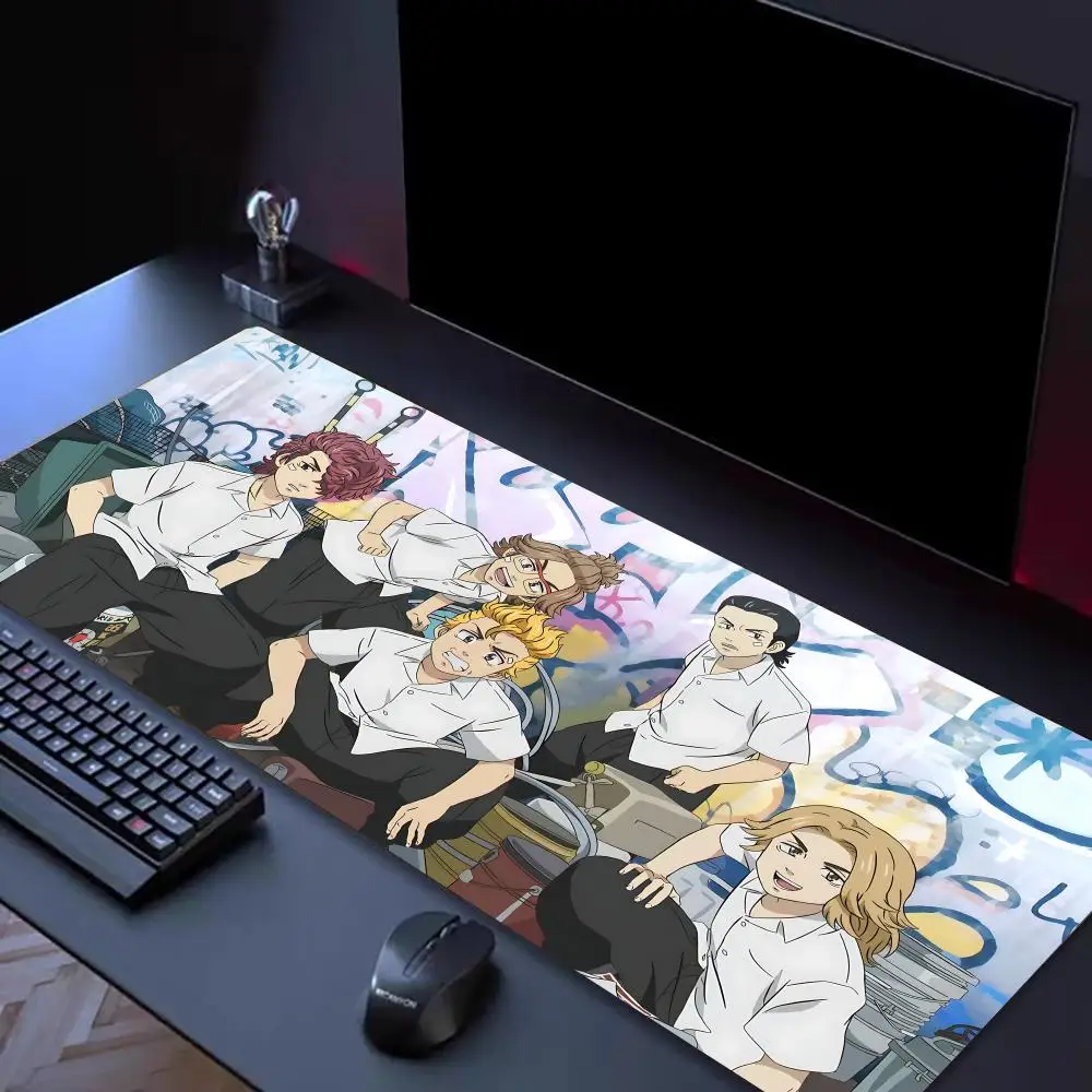 Anime T-Tokyo Revengers Mouse Pad Tapetes de Mesa Teclado, Borracha Kawai, Tapete de Mesa Antiderrapante, XXL90x40cm