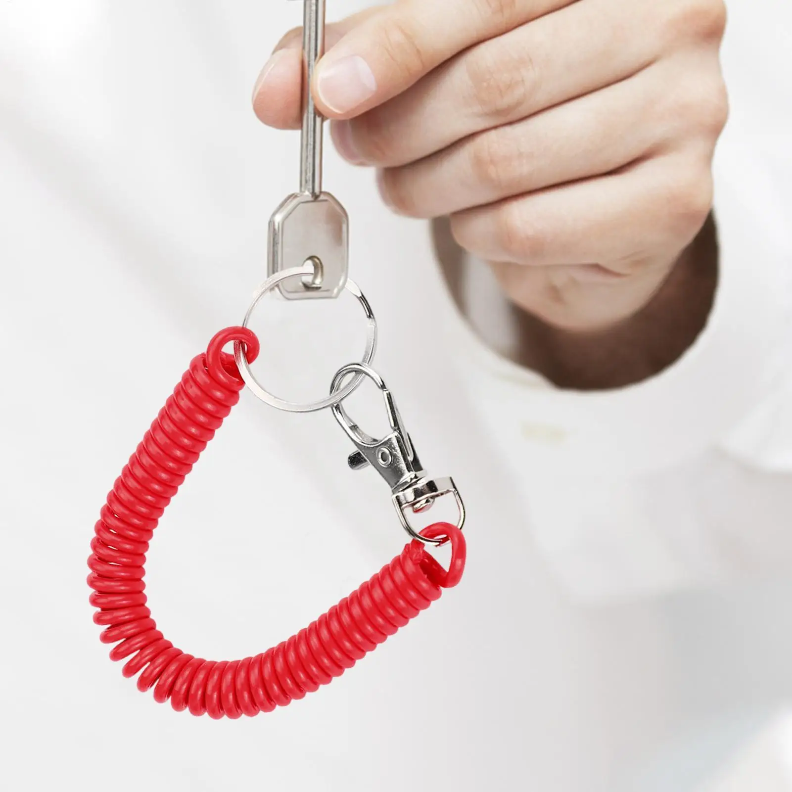 1PC Plastic Stretchy Elastic Retractable Keychain Wrist Spring Coil Spiral Stretch Lanyard Key Chain Keyring Key Holder