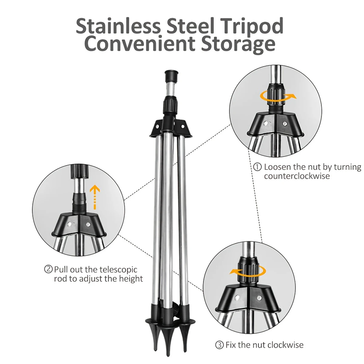 Adjustable Height Garden Sprinkler Tripod Stand, Stainless Steel Irrigation Sprinkler Support for Lawn Yard Watering