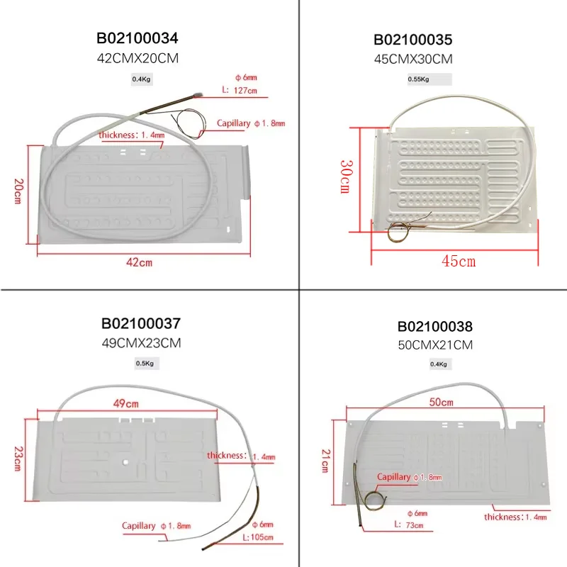 Refrigerator evaporator flat plate evaporator freezer cool plate with capillary aluminum