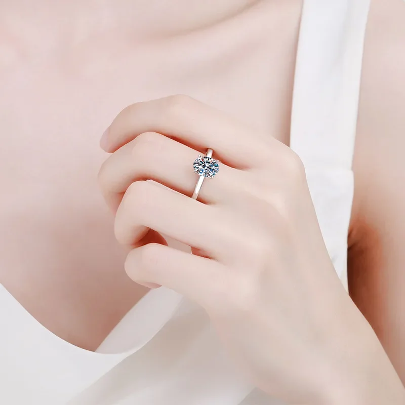 

18K gold inlaid diamond ring, elegant pigeon egg moissanite 2-carat high-end atmospheric wedding ring, PT950 platinum ring