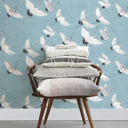 Custom papel de parede 3d Blue Red Crowned Crane Bird Wallpaper for Wall Mural wallpapers for living room Bedroom art Home Decor