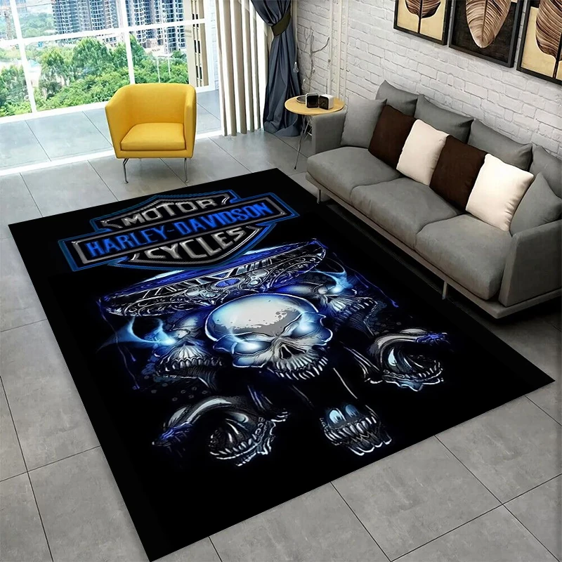 Retro H-Harleys Racing Moto Non-Slip Area Rug for Living Room,Bedroom,Playroom,Soft Carpet Floor Mat Home Decor Rug Kids Room view 6
