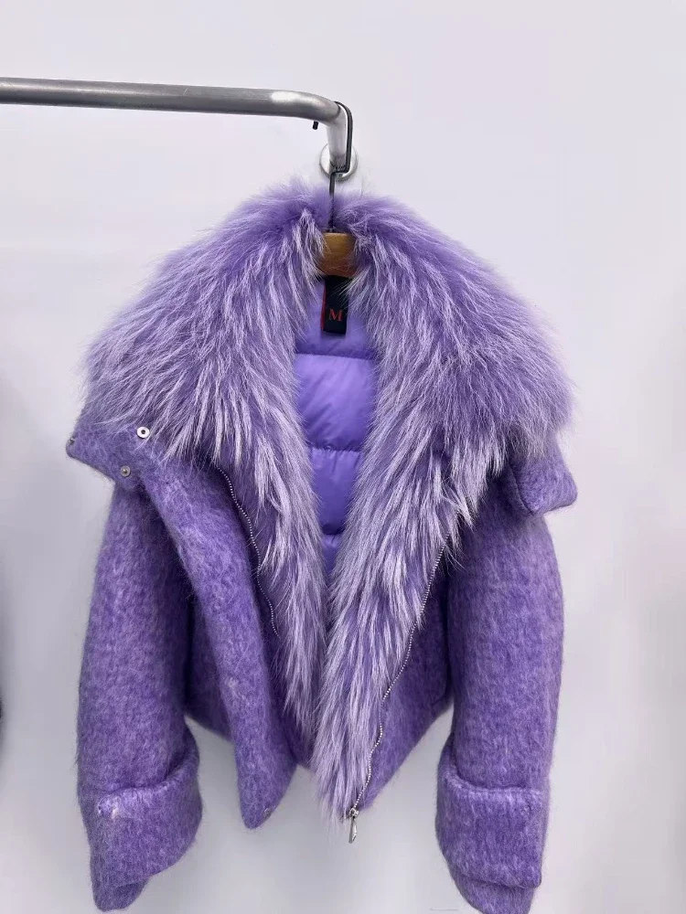OFTBUY Меховая куртка Теплый гусиный пух Женские зимние шерстяные куртки Толстая женская верхняя одежда Вовняная куртка-пуховик с воротником из натурального лисьего меха