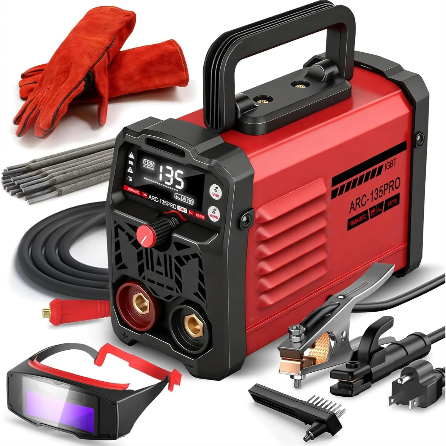 

Stick Welder 110V, 135A ARC/Lift TIG 2-in-1 Mini Welding Machine, Portable IGBT Inverter Welder with Hot Start & Anti-Stick for