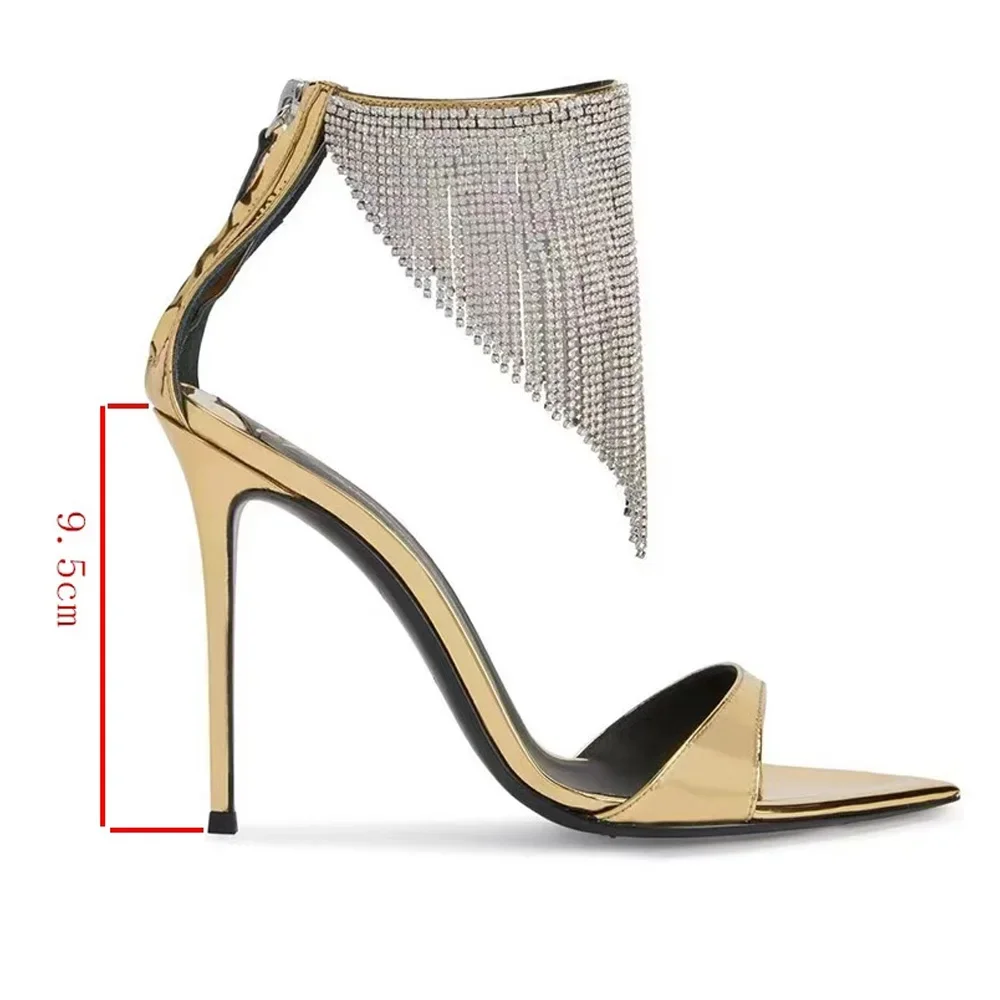 

Sexy Women's Elegant Sandals T-tied with Crystal Fringe, Fashion Peep Toe Sweet High Heels Party Sandals, Banquet And Show Rome