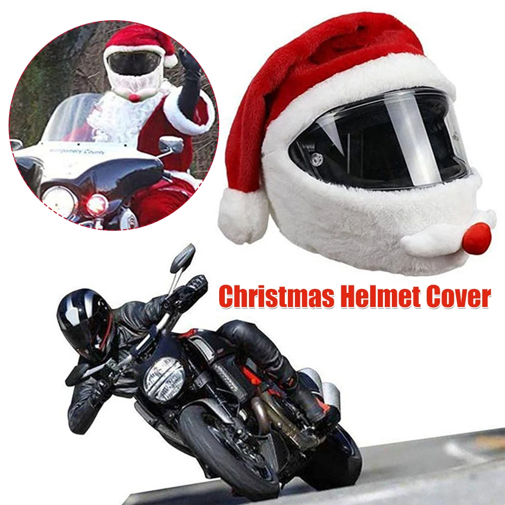 

Plush Santa Claus Helmet Cover Motorcycle Santa Claus Funny Cover Elastic Helmet Full Face Cover Motorcycle Accessoories