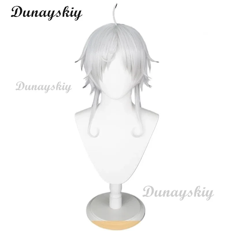 Peluca de Cosplay de Anime Mushoku Sylphiette Tensei 2, pelo corto gris, compatible con gafas, orejas, pelo de fibra resistente al calor + gorro de peluca para Halloween