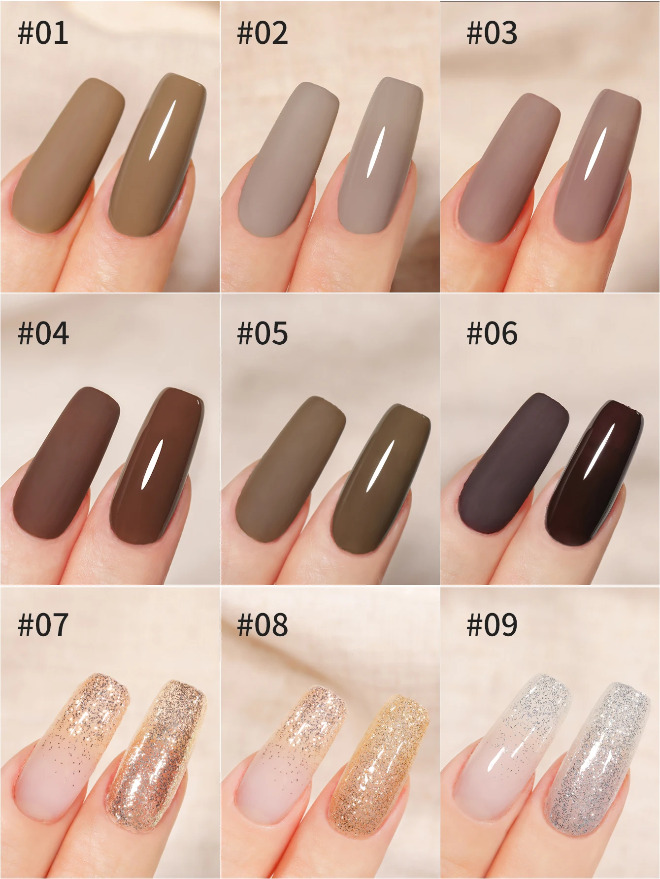 مجموعة 9 ألوان دافئة من غراء الشتاء الملطخات المعلبة عالية التشبع طلاء أظافر شبه صلب شهير صالون أظافر #5