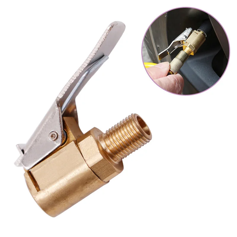 Valve de gonflage de pneu de voiture, connecteur de Valve de gonflage de pneu de voiture, adaptateur à Clip, Valve de roue de pneu en laiton de 8mm