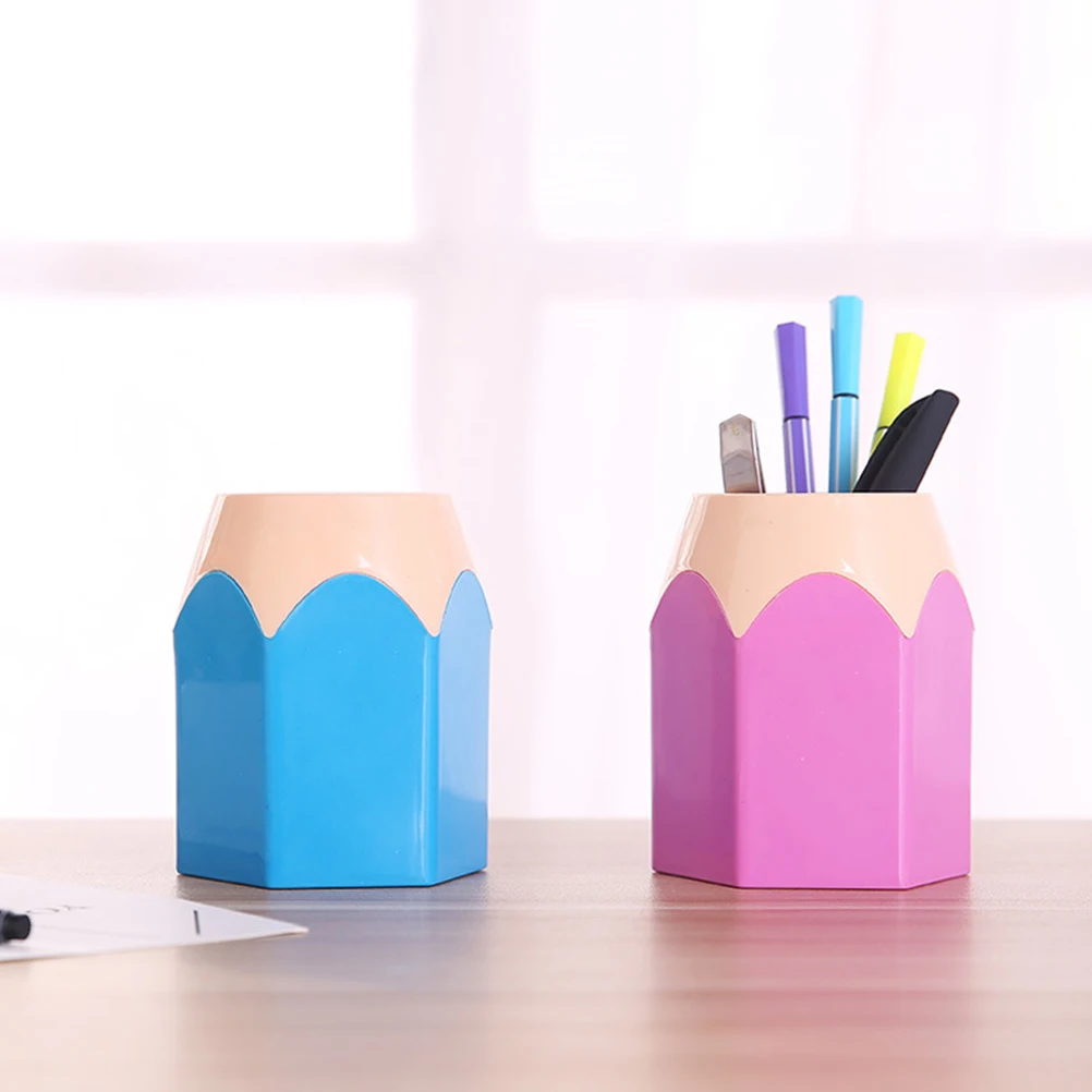 

10pcs Contrast Color Pen Holder Desk Organizer Pencil Cup Makeup Brush Container Storage Box Student Supplies Classroom