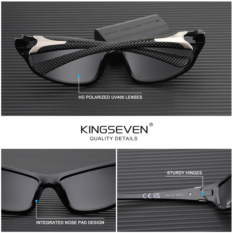 KINGSEVEN-نظارات شمسية للرجال مضادة للانعكاس ، نظارات UV400 مستقطبة ، نظارات رياضية خارجية TR90 ، جودة عالية ، #2