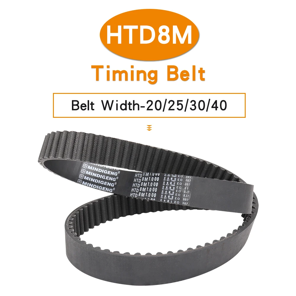 Rubber Belts HTD8M-968/976/984/992/1000/1008/1016/1024/1032/1040/1048 Closed Loop Timing Belt Width 20/25/30/40 mm